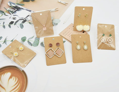 120 Set Earring Holder Cards Necklace Display Cards with 120 Pcs Self Sealing Bags and 240 Pcs Earring Backs for Earring Necklace Display(3.5 x 2....