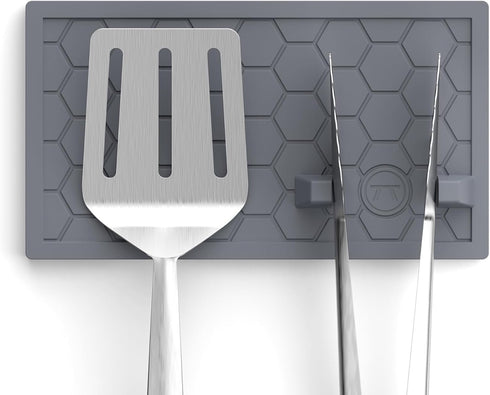 Outset 76652 Silicone Grill Mat, 9.5" Utensil Holder, Black...