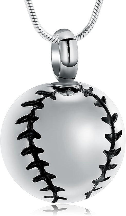 Stainless Steel 20mm Baseball Memorial Urn Jewelry Pendant Hold Cremation keepsake necklace for ashes...