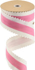 MEEDEE Christmas Felt Ribbon 2.5 Inch Wired Felt Ribbon 10 Yards White Felt with Pink Velvet Middle Rickrack Cutout Christmas Ribbon for Christmas...