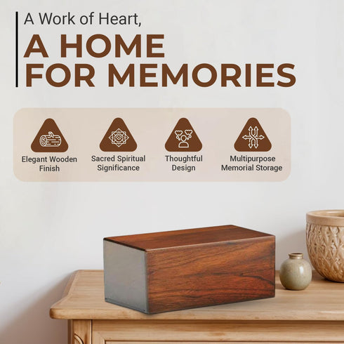 Wooden Urn for Human Ashes, Decorative and Pet Memorial Urn - Keepsake Burial Ash Box - Small (Style1, 6 X 4 X 2.75 inch)...