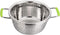 Stainless Steel Deep Colander Micro-perforated 2.5 Quart Metal Food Strainer with Green Silicone Handles for Draining Pasta Cleaning Food like Fru...