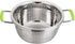 Stainless Steel Deep Colander Micro-perforated 2.5 Quart Metal Food Strainer with Green Silicone Handles for Draining Pasta Cleaning Food like Fru...