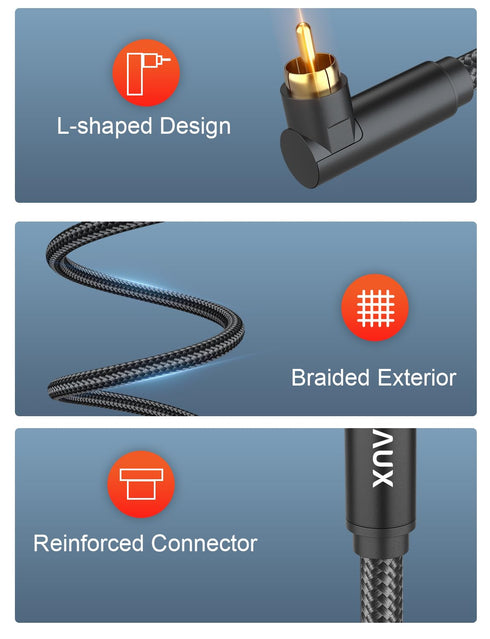 90 Degree RCA Cable, Subwoofer Cable Male to Male Digital Coaxial Audio Cable for Home Theater, Sound Bar, TV, PS4, Xbox,and More,Black (3.3ft/1m)...