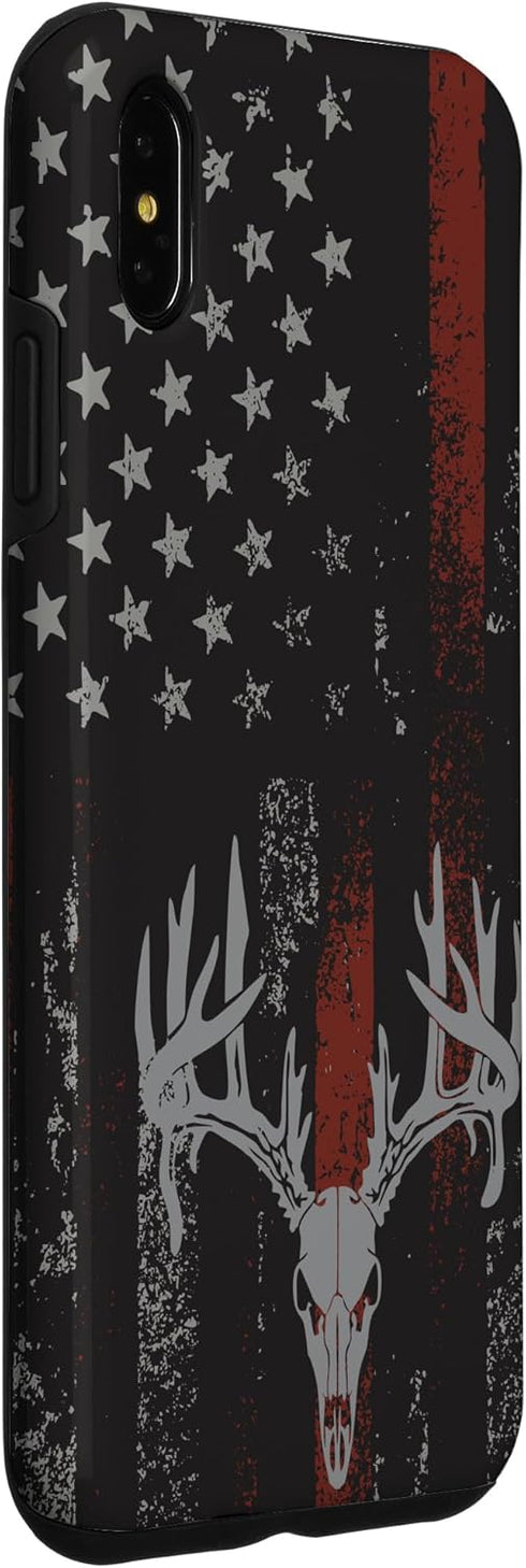 iPhone XS Max American Flag Whitetail Deer Buck Hunting USA FLAG Hunter Case...