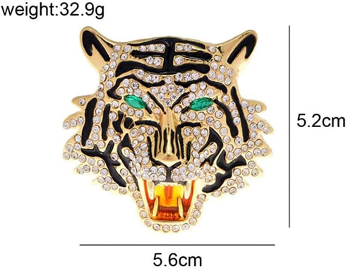Rhinestone Roaring Tiger Brooch Women Men Crystal Enamel Tiger Head Brooch Pin For Party...