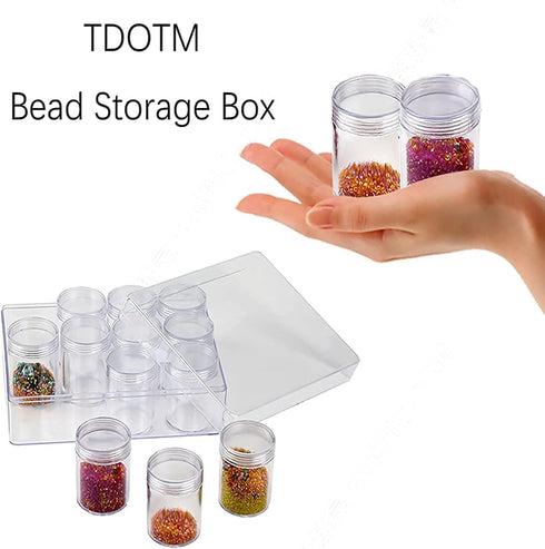 2 X 12 Pieces Bead Storage Container Embroidery Diamond Storage Organizer Box, Clear Painting Jewelry Earring Sewing Nail Storage Jars with Screw ...