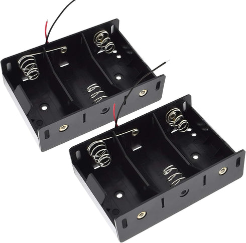 SDTC Tech 2-Pack 3 Slot D Cell Battery Holder 4.5V D Size Battery Case Box with Wire Leads...