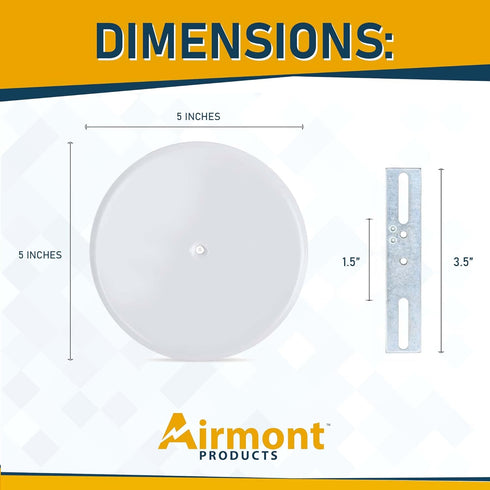 (Pack of 4) Airmont Products AP-12077, 5-inch Ceiling Blank-Up Cover with Center Screw, Fits 3-1/4" to 4" Electric Box, Adjustable Bracket for Scr...