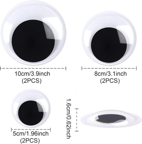 6 Pieces Googly Google Eyes Self Adhesive Googlie Craft Wiggle Eyes (2 Inches 3 Inches 4 Inches)...