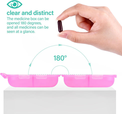 Travel Pill Organizer Small 8 Grid Compartments Pill Holder Box - Portable Medicine Container Case - Daily Weekly Medication Organizer...
