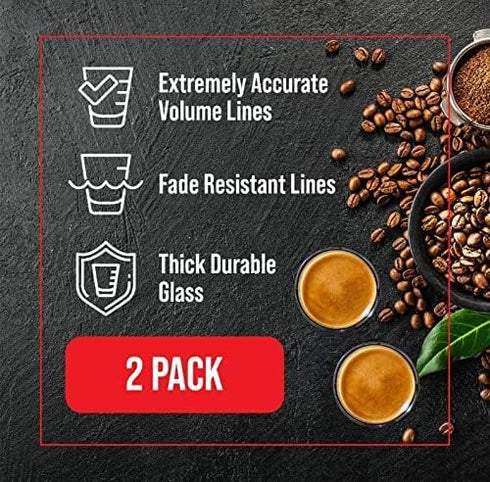 Set of 2 Espresso Shot Glasses - espresso glass -espresso measuring glass , espresso shot cups - espresso glasses - barista tools -coffee shot gla...
