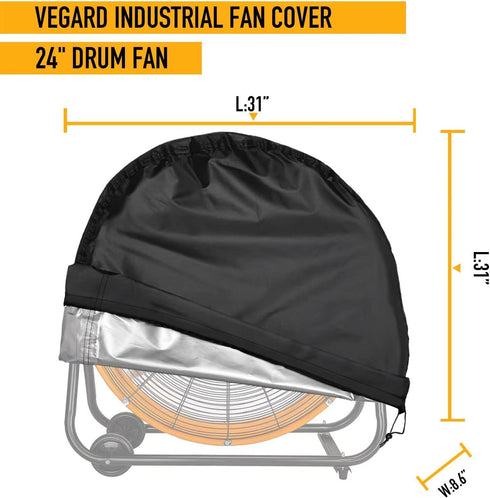 VEGARD Industrial Fan Cover,Outdoor Fan Cover, Heavy Duty Waterproof&Dustproof Cover for 24" High Velocity Floor Fan, Drum Fan, High Speed Blower,...