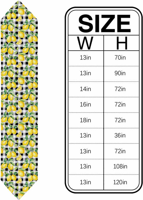 Linen Burlap Table Runner Spring Farmhouse Dresser Scarves, Yellow Lemon on Buffalo Plaid Table Runners for Family Dinner/Holiday Party/Events/Kit...