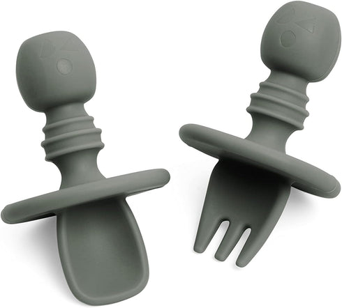 Harley Utensils Baby Silicone Fork and Spoon Set (Olive)...