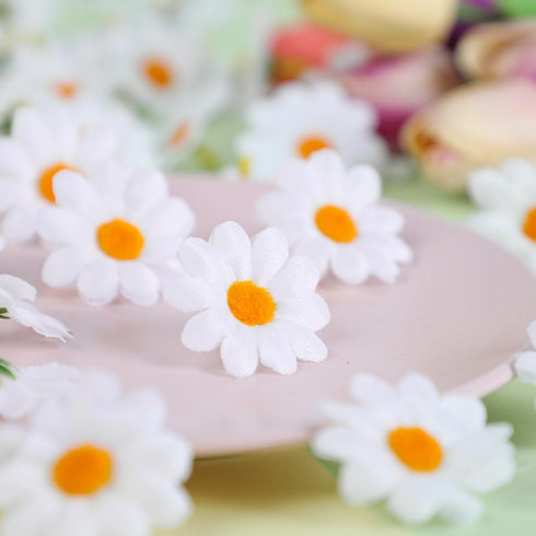 SULOLI 100 Pack Easter Fabric Decorative Daisies Flower Spring for Easter Bonnet Craft Decorations(White)...