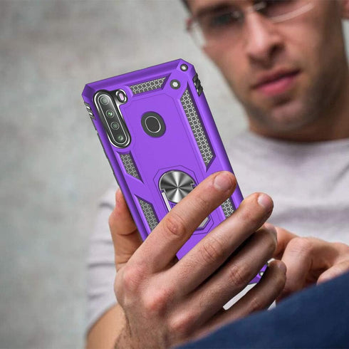 Samsung A21 Phone Case, Galaxy A21 Phone Case with Screen Protector, Military Grade Protective Cases with Ring for Samsung Galaxy A21 (Purple)...