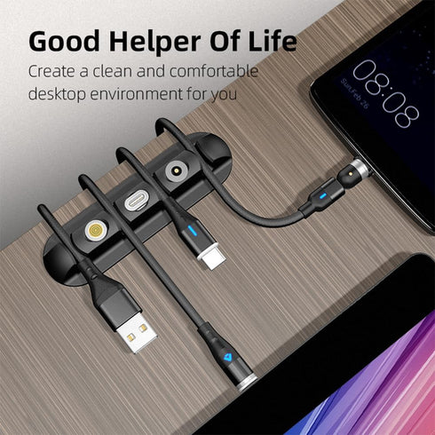 Cable Clips,2 Pack Cord Organizer,Cord Management,USB Cable Holder with 3 Magnetic Connector Adapter Slots for Desk,Wall,Nightstand, Phone Charger...