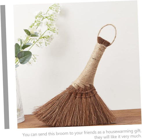 Small Broom Cleaning Soft Bristle Broom Natural Broom Cleaning Brooms Desktop Cleaning Brush Household Duster Brown Silk Light Brown Cleaning Acce...