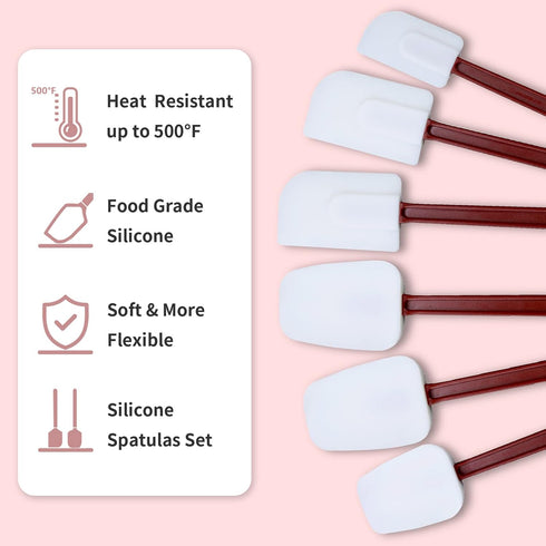 Silicone Spatulas Heat Resistant, Large Silicone Spatulas Set Commercial, Long Handle Rubber Spatulas Silicone.Heavy Duty Silicone Cooking Utensil...