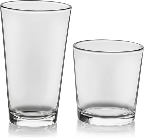 Libbey Flare Tumbler and Rocks Glasses Set, Stylish Lead-Free Drinking Glasses Set of 16, Versatile Dishwasher Safe Kitchen Glassware Set for Part...