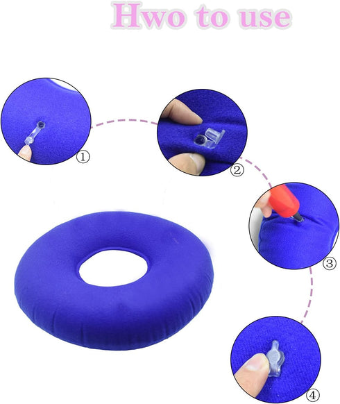 Hemorrhoid Pillow with A Pump, Inflatable Butt Pillow for Tailbone Pain Relief, Coccyx Seat Cushions for Pressure Relief Bed Sores, Prostatitis, W...
