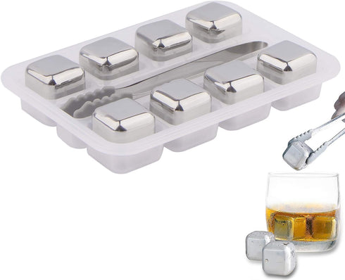 DERNORD Exclusive Stainless Steel Whiskey Stones - High Cooling technology Ice Cubes Chilling Rocks Reusable Wine Stone Durable Beer Drink Freezer...