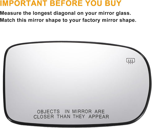 X AUTOHAUX Car Rearview Right Passenger Side Mirror Glass Replacement W/Backing Plate Heated White Glass for Dodge Charger Challenger 2011-2021 fo...