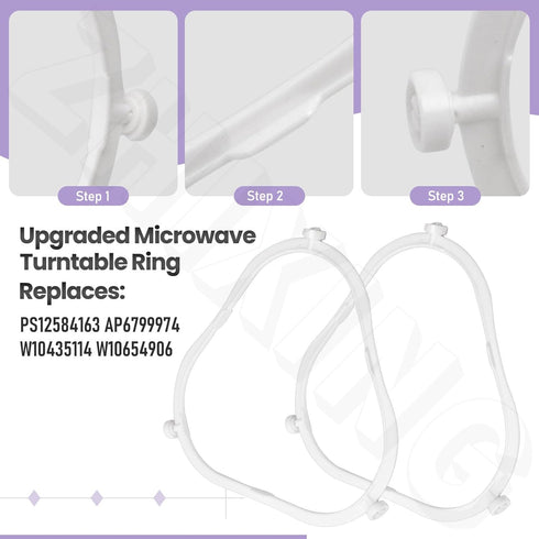 2 Pack Upgraded W11252182 Microwave Turntable Ring for whirlpool Microwave Turntable Ring, Compatible with Amana Kenmore Whirlpool Microwave, Repl...