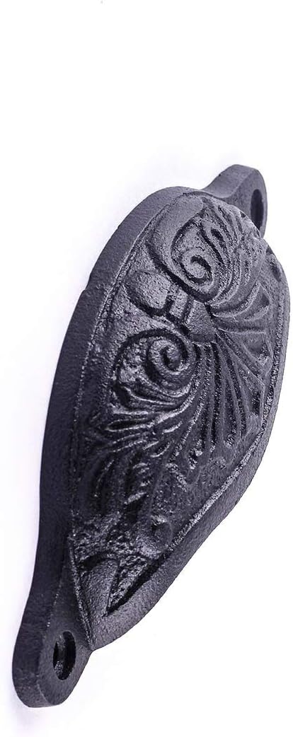 Renovators Supply Manufacturing Cabinet Handles 4.5 in. Black Wrought Iron Cabinet Knobs, Drawer Pulls with Mounting Hardware Pack of 6...