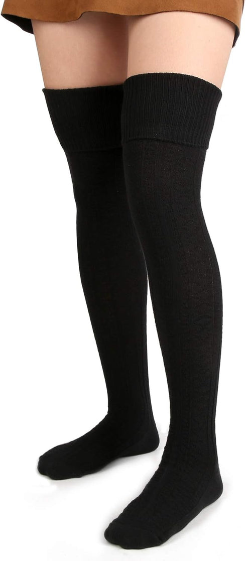 Women Thigh High Socks Extra Long Cotton Knit Warm Thick Tall Long Boot Stockings Leg Warmers...