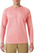 Men's UPF 50+ Rash Guard Swim Shirt Long Sleeve Moisture Wicking Quick Dry Lightweight Wrinkle-resistant Fishing Running, Coral Pink, Medium...