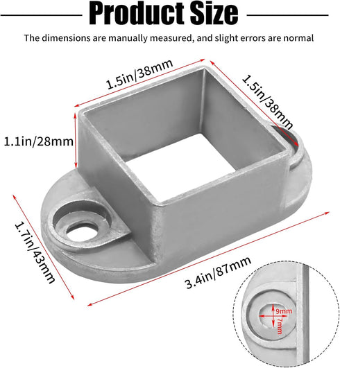10Pcs 1-1/2 Inch Aluminum Alloy Upright Fixed Bracket, Deck Railing Bracket Post for Deck Cable Railing, Fence, Handrail Railing, Mailbox Post Hol...