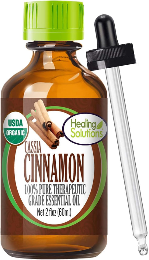 Healing Solutions Organic 60ml Oils - Cinnamon Cassia Essential Oil - 2 Fluid Ounces - Aromatherapy Oils - Therapeutic Grade Essential Oils...