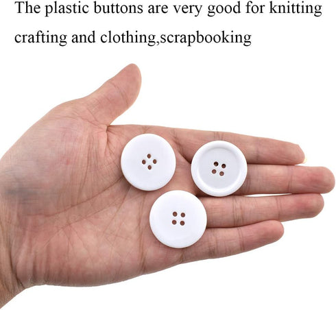 Hahiyo Plastic Buttons 4 Big Holes 30mm Round Flat Back Save Ears Thread Easily Prevent Irritate No Tangle Strong Grip Sturdy for DIY Craft Sew Kn...