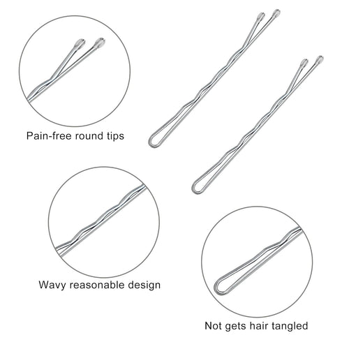 Silver Bobby Pins, METLUCK 240Pcs Silver Hair Pins Waves Bobby Pins Hair Accessories for Women Girls (2.2inch/5.5cm)...