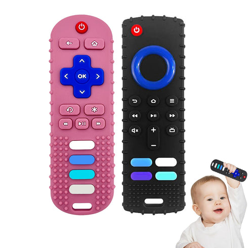 Baby Teething Toys,Reomte Teether Toys, Silicone Chew Toy for Babies 18+ Months, Remote Control Shape Teething Toys, Early Educational Toy BPA Fre...