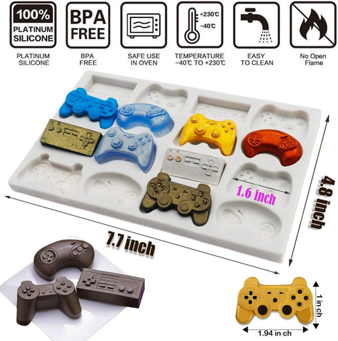 SAKOLLA Game Controller Silicone Molds, 16 Cavity Video Game Controller Molds for Chocolate, Candy, Cake Decoration, Cake Pops, Resin...