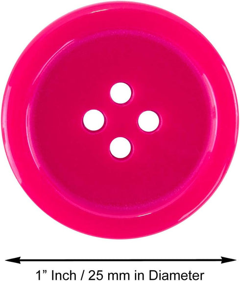 Super Z Outlet 100 Pack 1 Inch Buttons Flatback Sewing Colored for Arts & Crafts, Fashion Clothing, DIY Projects (Hot Pink)...