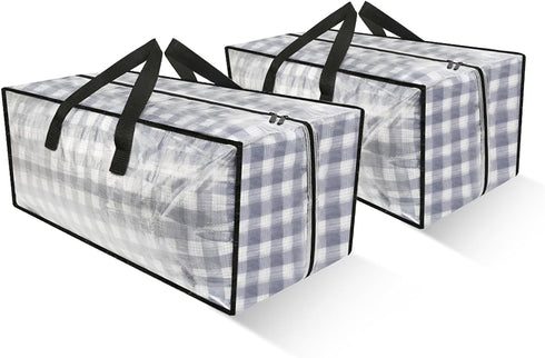 Clear Storage Bags with Zipper, 2 Pack Large Moving Bags Heavy Duty Extra Large, Plastic Storage Totes for Clothes, College dorm Packing Bags with...