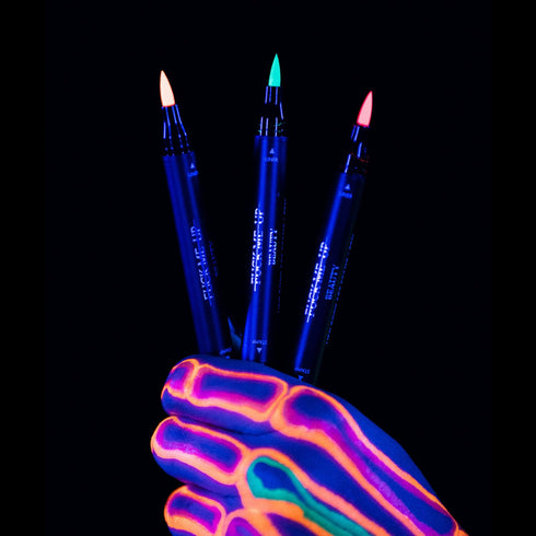 FMU Beauty UFO Body Art Stamp + Pen Liner for Bright Colorful Festival Makeup (Happy Place - Green Smiley)...