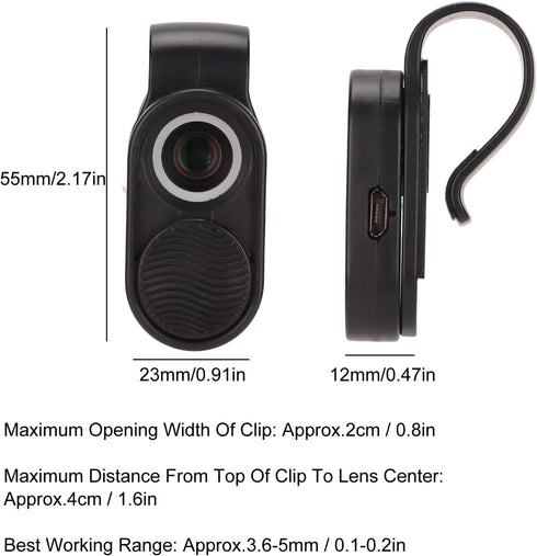 PUSOKEI 100X Phone Microscope,Mini Pocket Phone Camera Lens Attachment Microscopes with Universal Clip and LEDs,Portable USB Micro Magnifier for K...