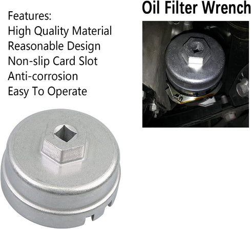 1.8L Oil Filter Wrench Oil Filter Cap Removal Tool 64mm 14 Flute Compatible with Toyota Lexus Prius Scion CT200h for 1.8L 4 Cylinder Engine with C...