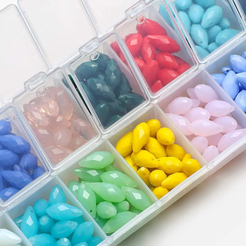6x12mm Teardrop Crystal Beads, 280pcs Faceted Glass Beads in 14 Colors, DIY Gemstone Beads for Jewelry Making, Craft Supplies for Necklaces, Brace...