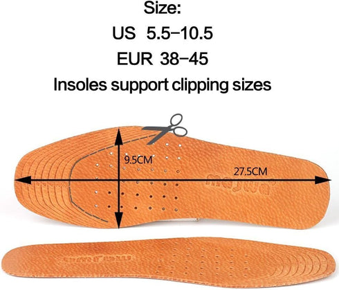 Absorbent Ultra Thin Pigskin Leather Insoles for Stinky Feet-Foot and Shoe Odor Inserts for Shoes-Cinnamon Inserts and Flats for Sweaty Feet and H...