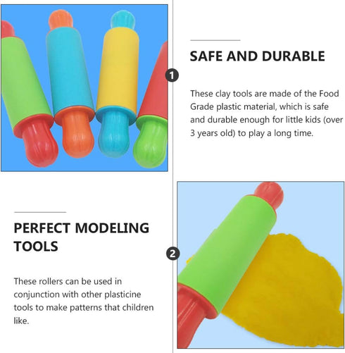 4pcs Clay Rolling Pin Soft Clay Plasticine Dough Modelling Roller Sticks Children Clay and Dough Playing Tools Kids Playdough Kit...