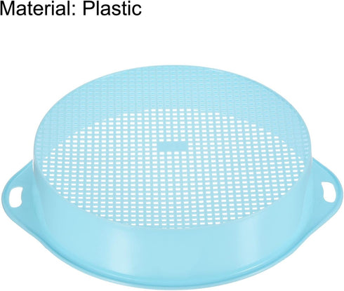MECCANIXITY Garden Sifting Pan, Round Potting Sieve Plastic Mesh Filter Soil Screen Gardening Tool for Garden Yard, Blue 2 Pack...