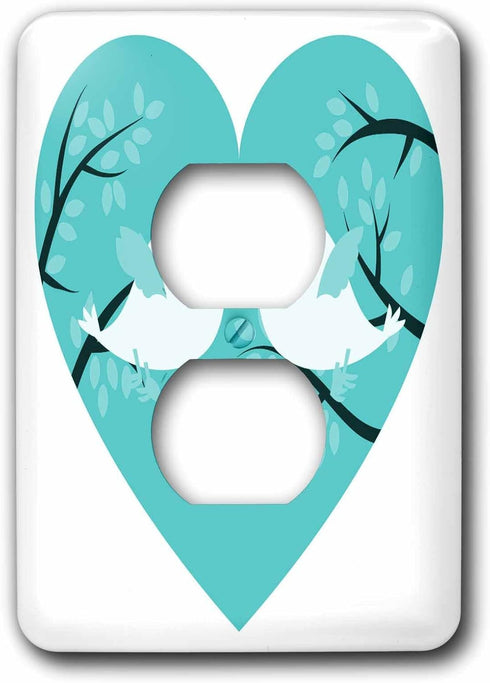3dRose lsp_177718_6 Two Cute Turquoise Birds On A Tree in A Heart Outlet Cover...