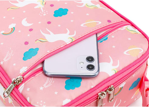 FlowFly Kids Lunch box Insulated Soft Bag Mini Cooler Back to School Thermal Meal Tote Kit for Girls, Boys, Unicorn...