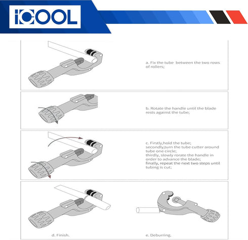 ICOOL Tubing Cutter 1/8 to 1-3/8 Inch (3-35mm) (Matte Surface) with Extra Blade and Reamer for Copper, Brass, Aluminum, Mild Steel Pipes, PVC, Thi...
